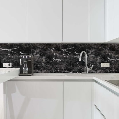 Abyssaly Black Marble Paper 24" x 196" Granite Wallpaper Peel and Stick Countertop Paper Self Adhesive for Kitchen Bathroom and Furniture