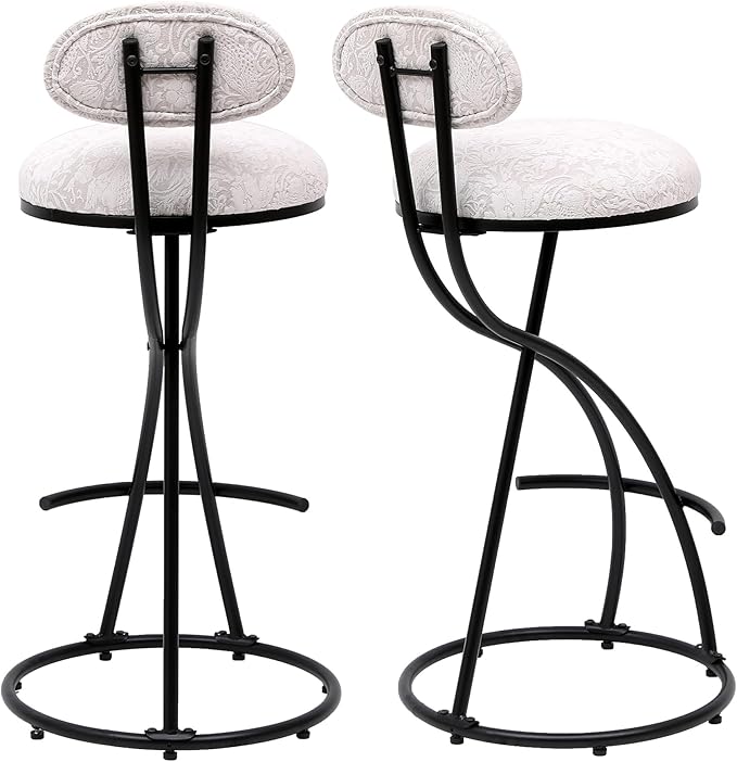 Bar Stools Upholstered Counter Height Barstools for Kitchen Island,Set of 2,Modern PU Leather Dining Chairs with Footrest,for Living Room