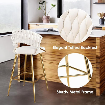 Modern Dining Chair with Ergonomic Design & Plush Upholstered Seat for Kitchen Island, Bar, Dining Room & Living Room Sets - Sturdy Stable & Easy Assembly,Beige-Metal-setof2