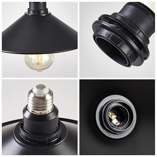 2-Pack E26 to E26 Screw-in Industrial Style Ceiling Lights Fixture, Matte Black Farmhouse Light Fixtures for Kitchen, Laundry Room, Entryway, Hallway