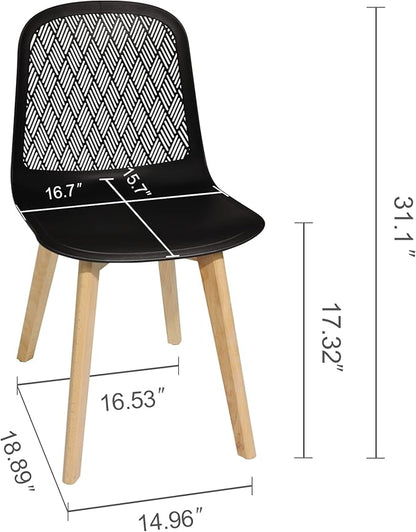 KM Legend Armless Modern Chairs with Wood Legs for Living, Bedroom, Kitchen,Dining,Lounge Waiting Room, Restaurants, Cafes, Set of 4…