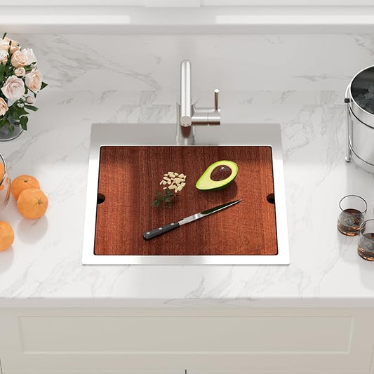 Sarlai Drop Bar Sink - 18 Inch Outdoor Kitchen Sink with Pull-out Faucet Drop In Workstation 18 x 18 Topmount Stainless Steel 16 Gauge Single Bowl Bar Prep RV Outdoor Sinks Basin