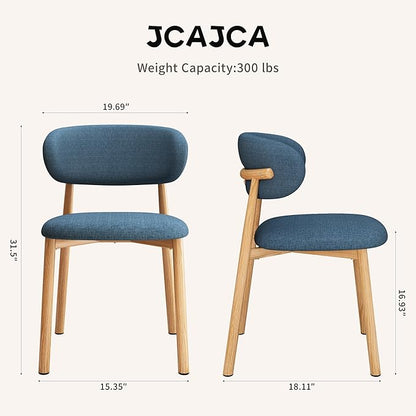Kitchen Dining Chairs Set of 6 Modern Soft Linen Farmhouse Dining Room Chair with Metal Legs, Blue/Original