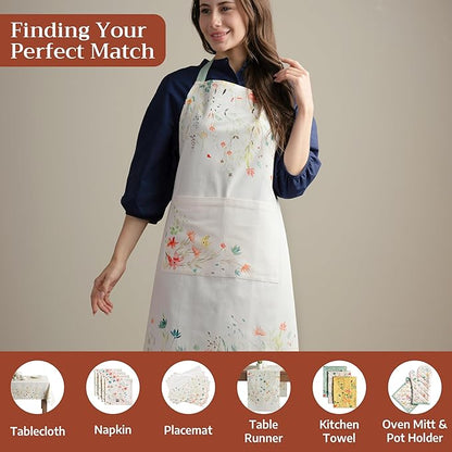 Maison d' Hermine 100% Cotton Apron for women with Pocket Kitchen Chef Apron for Men Cooking Mothers Day Gifts