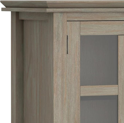 SIMPLIHOME Artisan SOLID WOOD 38 inch Wide Transitional Medium Storage Cabinet in Distressed Grey for the Living Room, Entryway and Family Room