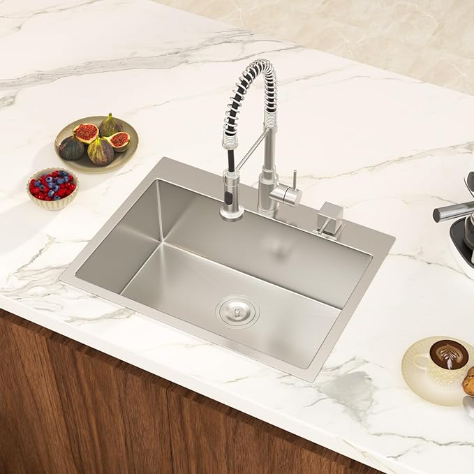 Drop In Bar Sink 24×18x9 Inch Kitchen Sink Drop In Stainless Steel Topmount Sinks 16 Gauge Single Bowl Topmount RV Sinks