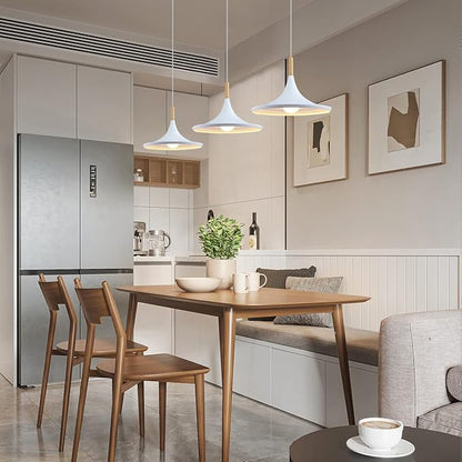 KCO Lighting White Barn Pendant Light 3-Pack Farmhouse Vintage Hanging Lamp with Adjustable Cord Rustic Ceiling Hanging Light Fixture