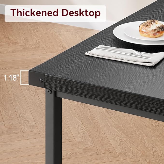 CABIHOME Dining Table Set for 4 with 2 Benches, Kitchen Table Set for 4-6 with Corner Protector, Dining Table and 2 Benches with H-Shaped Frame for Small Space, Kitchen, Apartment，Black