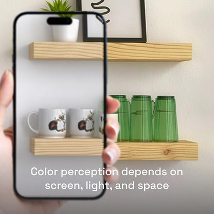BAOBAB WORKSHOP Solid Wood Floating Shelves for Wall 20 Inch Wide, Wooden Shelf for Bathroom, Light Oak Floating Shelves for Room Wall Mounted Kitchen Farmhouse, Natural Wood, 20W × 6.7D, Set of 2