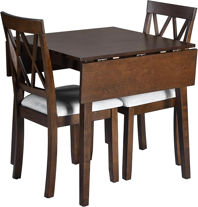 Ball & Cast 29~45" Extendable Dining Room Table, Farmhouse Space-Saving Wooden Folding Tables, Kitchen Island Foldable Breakfast Dinner-Table with Drop Leaf & Wood Legs for Small Place, Brown