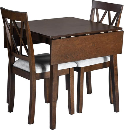 Ball & Cast 29~45" Extendable Dining Room Table, Farmhouse Space-Saving Wooden Folding Tables, Kitchen Island Foldable Breakfast Dinner-Table with Drop Leaf & Wood Legs for Small Place, Brown