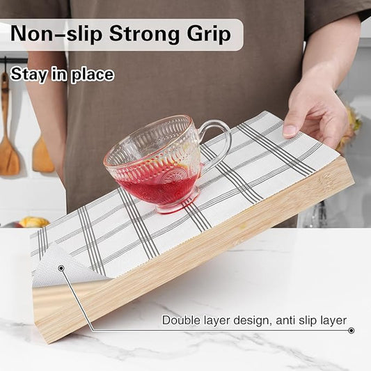 Drawer and Shelf Liner for Kitchen Cabinet,Non-Adhesive Cabinet Liner 24in x 30FT,Waterproof Shelf Paper Non-Slip Mats Cupboard Liner Contact Protect Dresser/Shelves/Table-White Stripes
