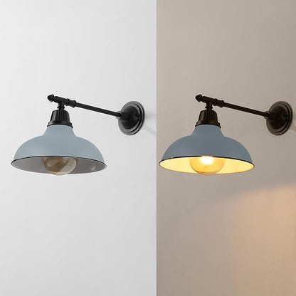 JONATHAN Y 12.25" Matte Gray/Black 1-Light Industrial Farmhouse Outdoor Sconce, Iron Wall Light with LED Bulb, Metal Bowl Shade, Vintage Porch Lamp for Entryway Patio Kitchen (JYL7615K)