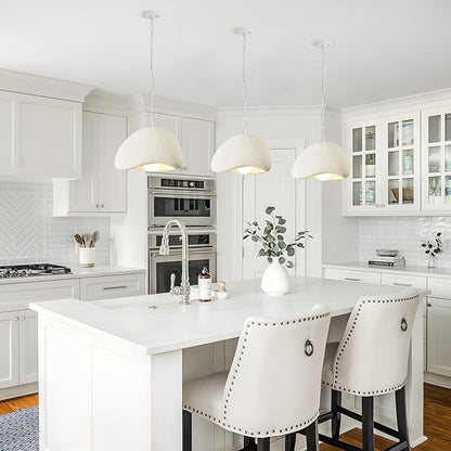 Wabi Sabi Pendant Lights,15.7in White Modern Pendant Light Resin Hanging Lamp Kitchen Island Lighting Modern Japandi Chandelier for Dining Room Bedroom Hallway Restaurant Foyer
