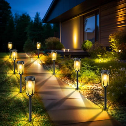 Barleit Solar Lights Outdoor 8 Pack, Solar Pathway Lights, Solar Lights Outdoor Waterproof IP65, Bright Auto On/Off Driveway Patio Light, Solar Garden Lights Landscape Lighting for Walkway Lawn Yard
