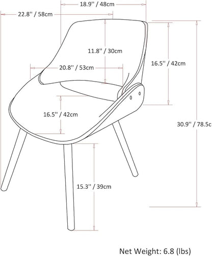 SIMPLIHOME Malden Dining Chairs - Upholstered Bentwood Frame and Woven Fabric Kitchen Chair in Denim Blue, Modern Dining Room Seating with Curved Contoured Back, Walnut Veneer Legs and Padded Seat