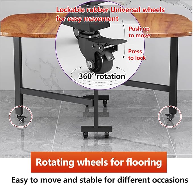 47.2×27.6in/31.5in Wooden Foldable Kitchen Table, Dual Drop Leaf Dinette Table for 4-8 People, Extendable Folding Kitchen Table for Small Spaces, Dining Room, Dinner, Dinette, Living Room, Apartment(4