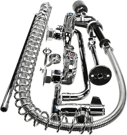 T&S Brass 5PR-8W12-C 8" Wall Mount Low Flow Pre-Rinse with 12" Swing Nozzle Add-On Faucet, brass, silver