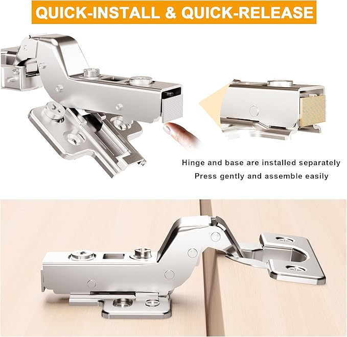 2 Pack Inset Soft Close Cabinet Hinges, Frameless European Kitchen Cabinet Hinges 35mm Cup Clip-On 3D Adjustment Concealed Cabinet Door Hinges Nickel Plated Finish