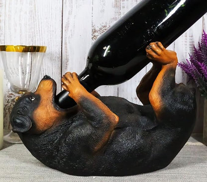 Ebros Lifelike Purebreed Pedigree Canine Adorable Rottweiler Butcher's Dog Wine Bottle Holder Figurine Statue As Kitchen Wine Cellar Centerpiece Decor Storage Organizer (Rottweiler)