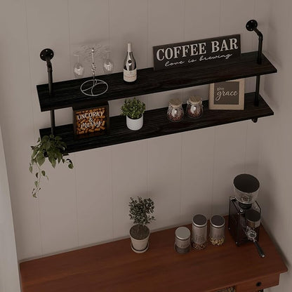 HDDFER Floating Bookshelf Shelves Industrial Pipe Shelving Pipe Shelves Rustic Wall Shelf 48 Inch Farmhouse Book Shelves for Wall Mounted