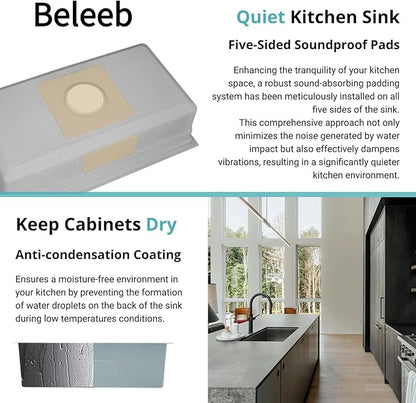 30" x 19" Kitchen Workstation Sink - 10" Deep Basin, 3D Embossed Undermount, Scratch Resistant Stainless Steel