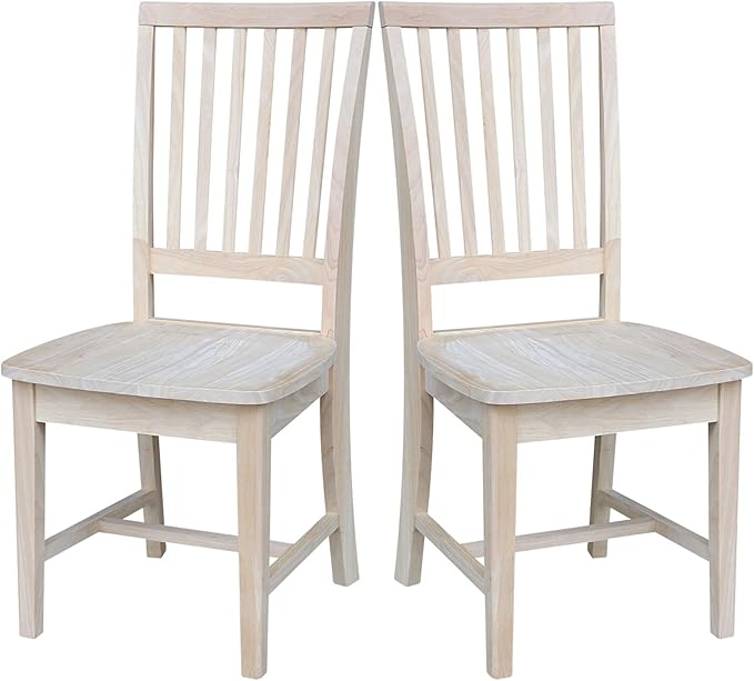 International Concepts Mission Side Chairs, Solid Parawood, Unfinished (Set of 2)