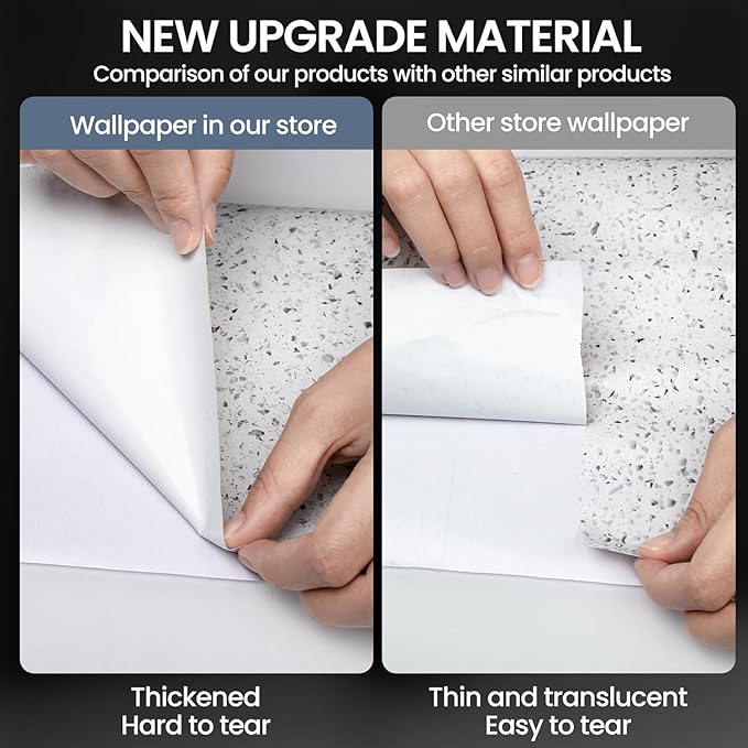 Decoroom Granite Contact Paper for Countertops, 17.7" x 118", Thickened Glossy Waterproof Peel and Stick, Self-Adhesive Marble Wallpaper for Kitchen, Bathroom, Cabinets, and Countertop Refinishing