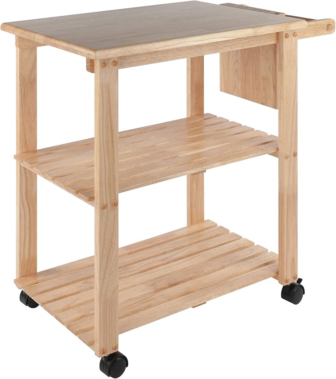 Winsome Mario Kitchen Cart, Rolling Utility & Serving Cart with Wheels for Snacks in Natural, Drinks, Kitchen Essentials, Storage & Organization for the Home or Apartment