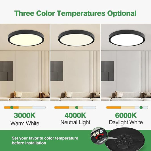 4PK 9 Inch LED Flush Mount Ceiling Light, 18W, 1860LM, 3000K/4000K/6000K CCT Selectable, Round Flat Panel Low Profile Ceiling Light Fixtures for Hallway, Kitchen, Bedroom, Laundry Room