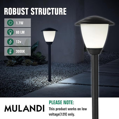 Low Voltage Pathway Lights LED Landscape Lights, 1.7W 12V, 3000K Warm White, IP65 Waterproof, ETL Listed, for Yard, Walkway, Garden, Black 6 Pack