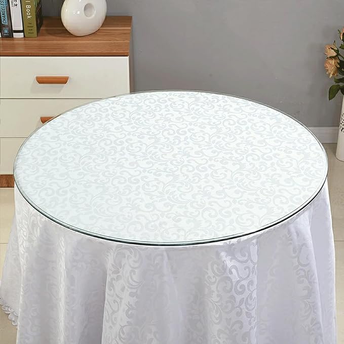 30" Clear Round Glass Table Top, Thick Tempered Glass with Smooth Polished Edge, Ideal for Kitchen, Living Room, Office or Patio Table Replacement