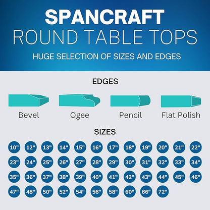 Spancraft 36" Inch Round 1/4" Thick Clear Glass Table Top with Flat Polished Edge and Tempered Glass, Replacement Glass Table Top, Great for Dining Tables, end Tables, and Outdoor Patio Table Tops or