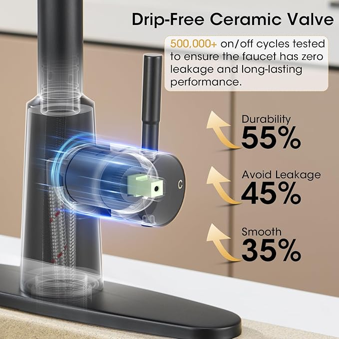 Matte Black Kitchen Faucet with Pull Down Sprayer, High Arc Single Handle Stainless Steel 1 or 3 Hole Faucet for Kitchen Sink, Farmhouse, RV, Laundry, Bar, Outdoor
