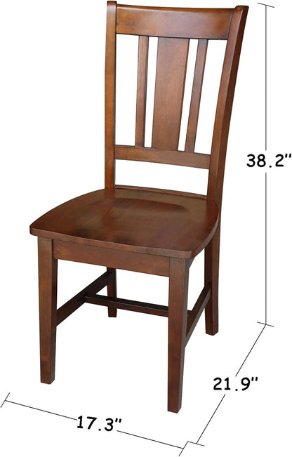 IC International Concepts, Set of Two San Remo SplatBack Dining Chairs, Espresso, 225lbs wt capacity, Solid Real Wood, Sturdy Parawood, Espresso