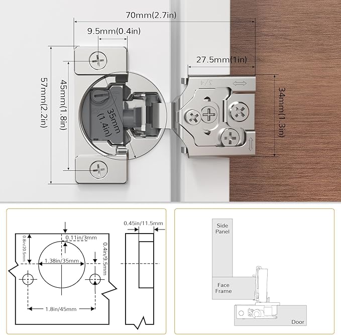 Chibery 20 Pack 3/4” Overlay 4D Soft Close Cabinet Hinges, Concealed Face Frame, Adjustable Closing Speed, 105° Opening Smooth Slow, Hidden Self Closing for Kitchen Corner, Cupboard (with Template)