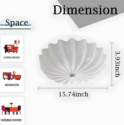 Mid Century Modern Flush Mount Ceiling Light with Milk White Glass Shade, White Flower Ceiling Lamp, 15.74inch Large LED Kitchen & Hallway Ceiling Light Fixture.
