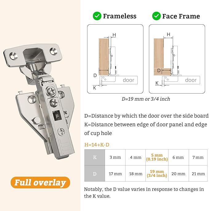 Chibery 10 Pack Full Overlay Cabinet Hinges, Face Frame & Frameless, 4D Adjustment, Soft Close 105°, Close Speed Control, Concealed Clip-On Plate, Smooth Slow Self Closing for Kitchen Corner, Cupboard