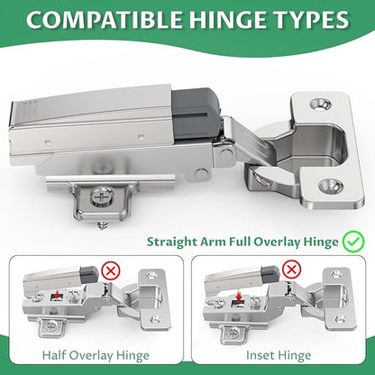 Cabinet Hinge Damper(Pack of 5),Straight Arm Full Overlay Hinge for Doors, Nickel Finish use for 973A0500.01x20 973A