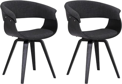 Armen Living Summer Contemporary Dining Chair in Black Brush Wood Finish and Charcoal Fabric - Set of 2