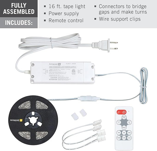 Armacost Lighting 421501 Ribbon Flex Home Tunable White LED Tape Light Kit with Remote, 16 ft