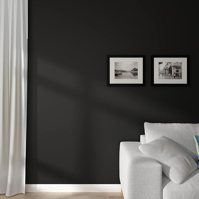 Decotalk 24x120 Inch Black Contact Paper Peel and Stick Cabinet Contact Paper Black Wallpaper for Bedroom Solid Color Wallpaper Removable Solid Color Cabinet Vinyl Wrap Self Adhesive Wall Vinyl Wrap