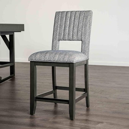 LIFE SKY Counter Height Dining Chair Set: Transitional Style 2-Piece Set with Padded Seat & Back - Blue Gray Fabric & Rubberwood Frame for Kitchen Island & Home Decor