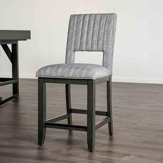 LIFE SKY Counter Height Dining Chair Set: Transitional Style 2-Piece Set with Padded Seat & Back - Blue Gray Fabric & Rubberwood Frame for Kitchen Island & Home Decor