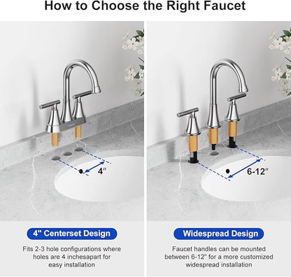 Bathroom Faucets for Sink 3 Hole, Hurran Chrome Bathroom Sink Faucet with Pop-up Drain and Supply Lines, Stainless Steel Lead-Free Widespread Faucet for Vanity RV Farmhouse Sink