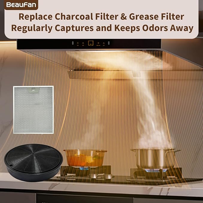 3 Pack WB02X24871 Range Vent Hood Grease Filter & 2 Pack JXCF72, WB02X24842 Charcoal Filter Compatible with GE Range Hoods JVW5361EJ1ES, JVW5361SJ1SS, JVW5361BJ1TS, JVW5361EJ2ES