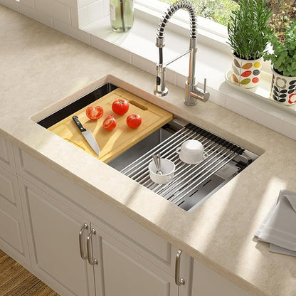 Lordear 33 Inch Undermount Kitchen Sink Stainless Steel 16 Gauge Single Bowl Workstation Large Sinks 33 x19 Inch Double Ledges Under Counter Handmade Sink