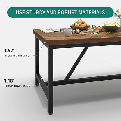 YITAHOME 70.8" Large Kitchen Dining Room Table for 6-8 People, Rustic Brown Farmhouse Industrial Wood Style Rectangle Apartment Dinning Room Dinette Tables for Eating Dinner