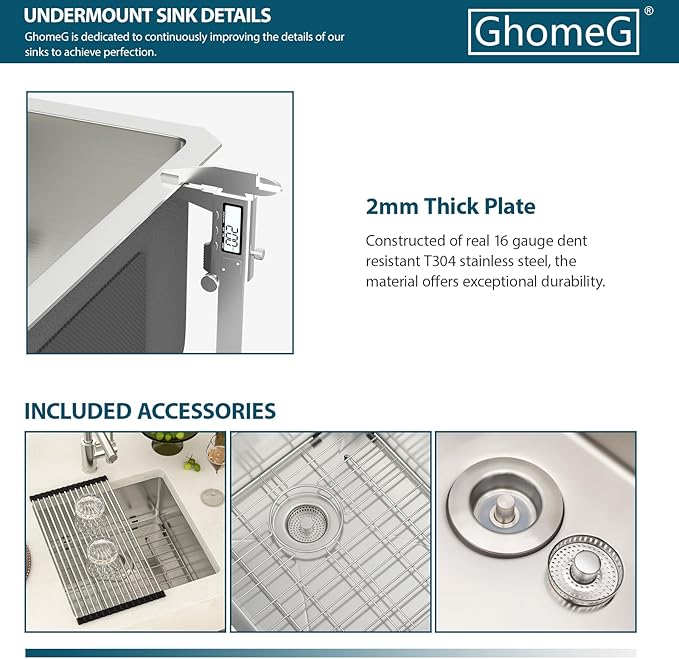 18 Undermount Kitchen Sink 18"x18"x8" Single Bowl 16 Gauge Stainless Steel Under Counter Single Bowl Kitchen Sinks Basin with Drain Strainer
