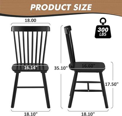 ClinQ Windsor Dining Chair Set of 4, Spindle Back Wooden Chairs for Kitchen and Dining Room, Farmhouse Country Wooden Dining Chairs for Dining Living Room, Farmhouse Restaurant, Black